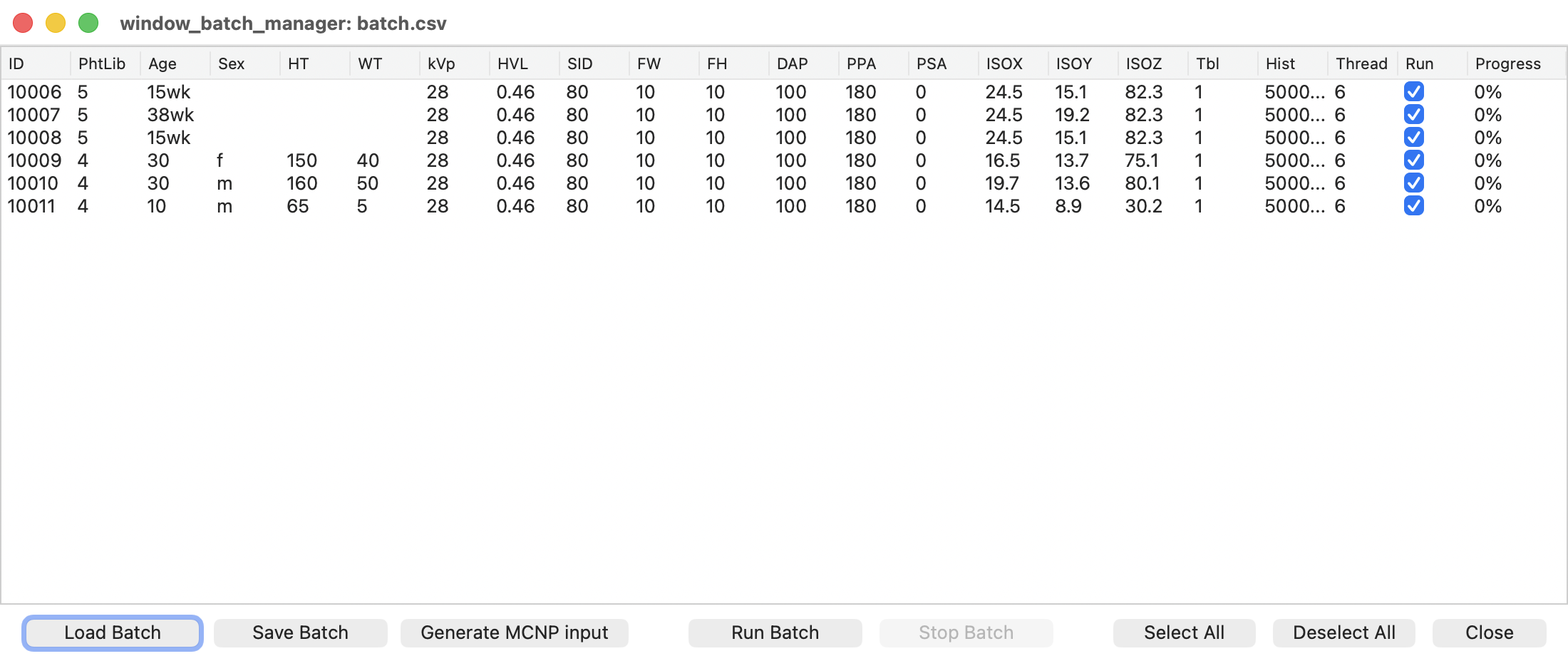 Unified Batch Manager window