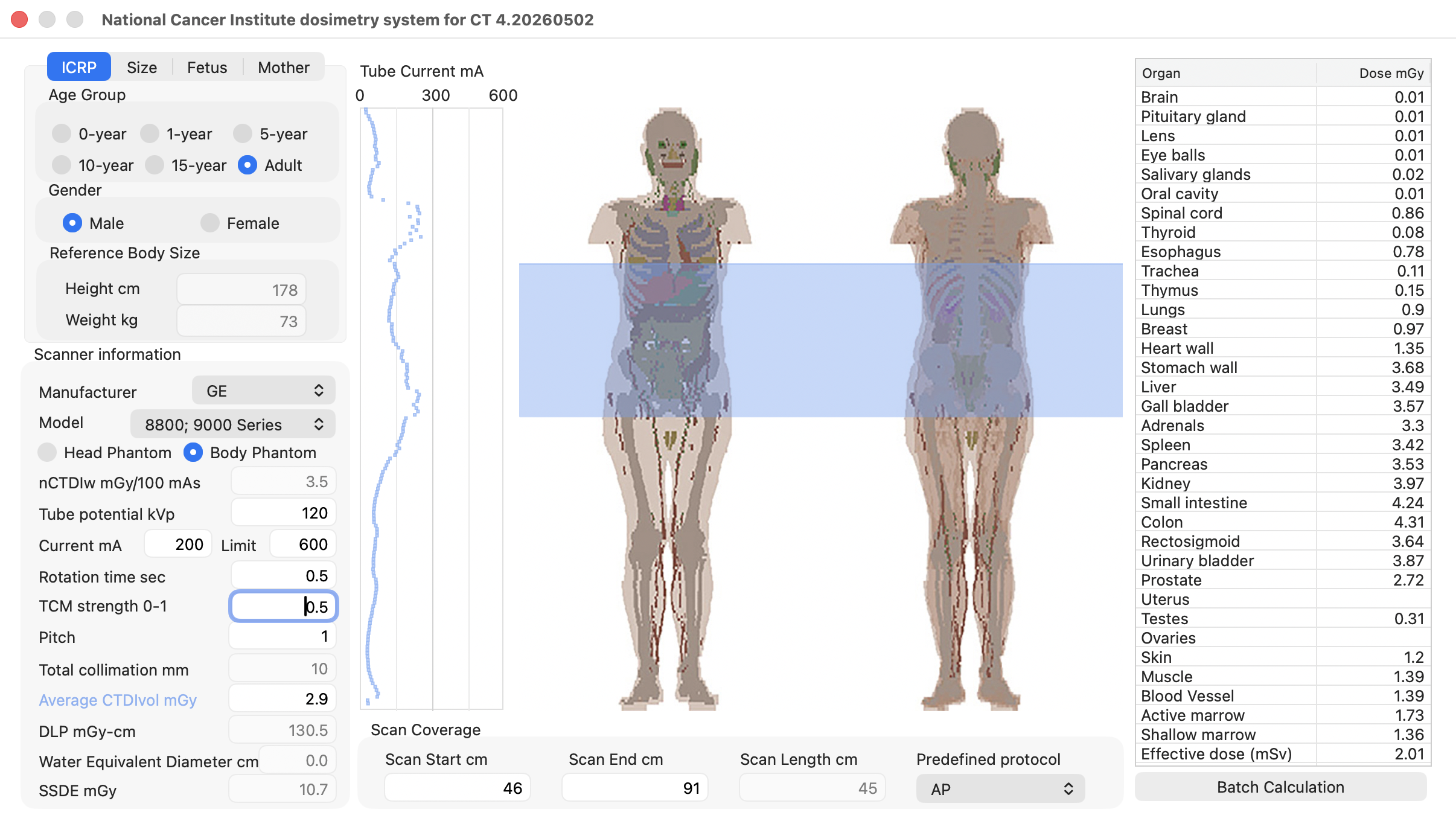 ICRP reference phantom selection