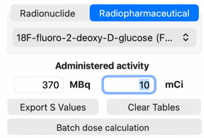 NCINM4 radiopharmaceutical, administered-activity, and action controls